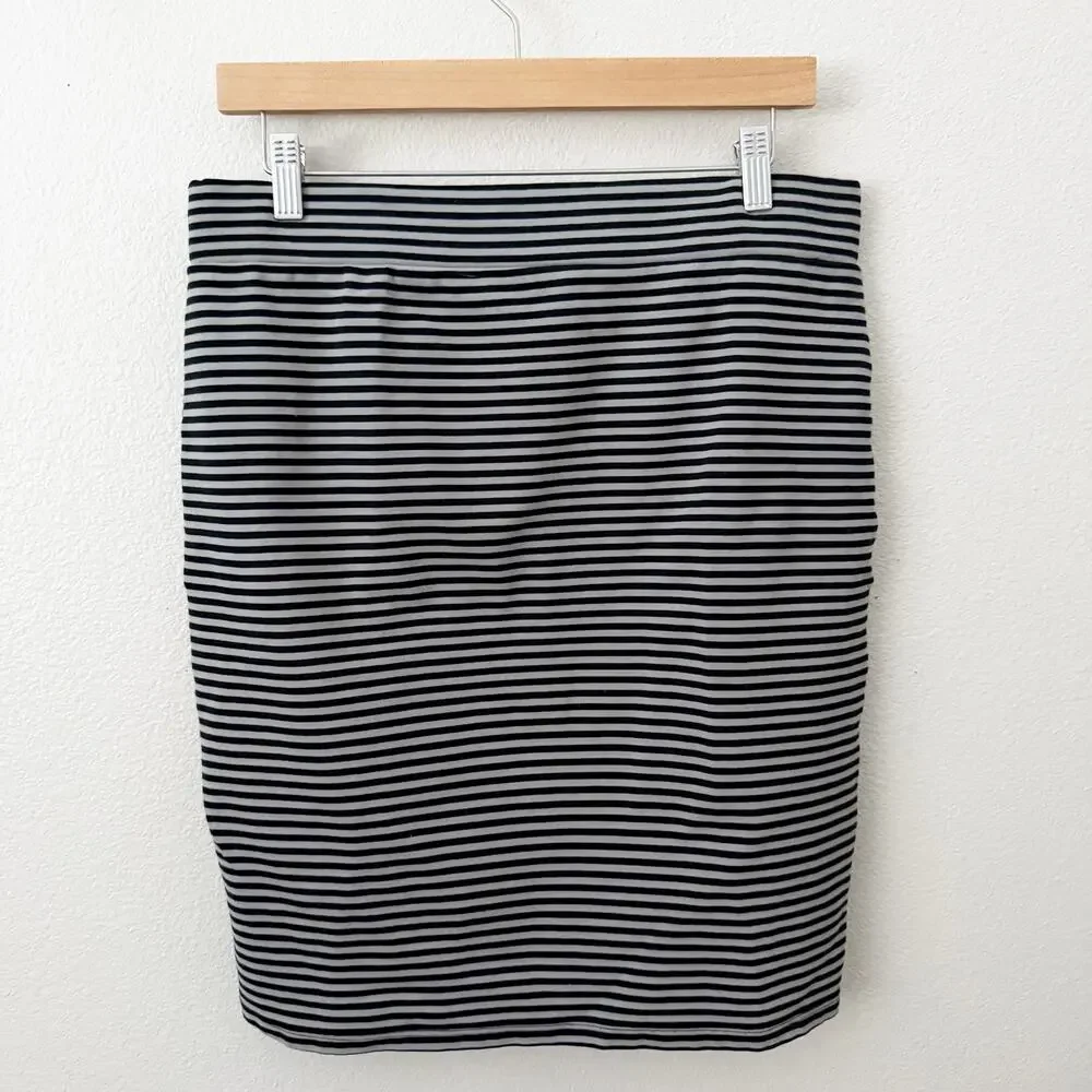 TOAD & CO. | Transita Skirt Black Gray Stripe Striped Pencil Stretch | Medium